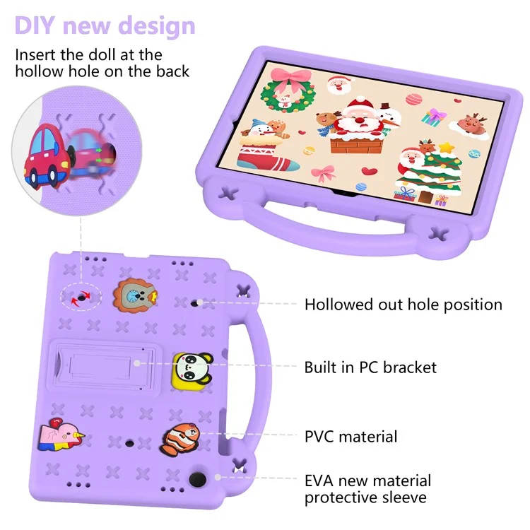 For Samsung Galaxy Tab A9+ Case EVA Protective Tablet Cover Kids Friendly Grip Handle Kickstand Case - Purple
