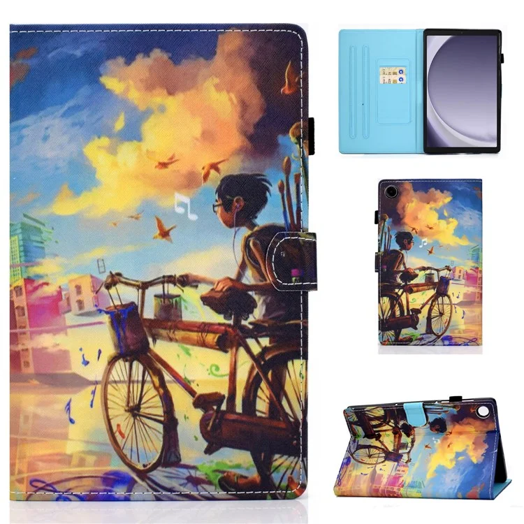 Für Samsung Galaxy Tab A9 PU-Leder-Hülle, Ständer, Kartenfach, Muster, Tablet-Hülle - Bike Boy