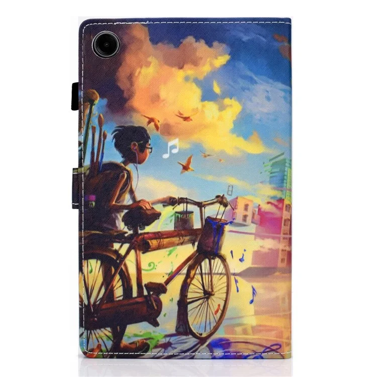 Für Samsung Galaxy Tab A9 PU-Leder-Hülle, Ständer, Kartenfach, Muster, Tablet-Hülle - Bike Boy