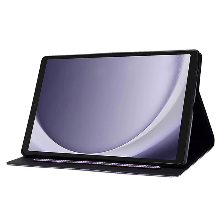 Für Samsung Galaxy Tab A9 Stand Case Glitter PU Leder Kartensteckplätze Tablet Cover - Lila