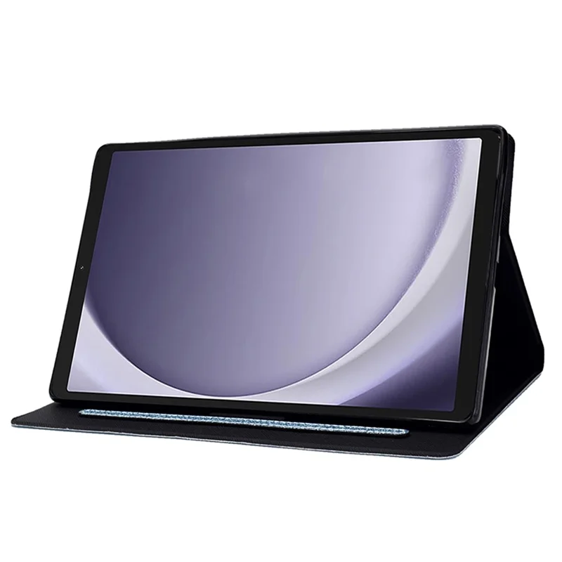 For Samsung Galaxy Tab A9+ Glitter PU Leather Case Card Slots Stand Protective Cover - Blue