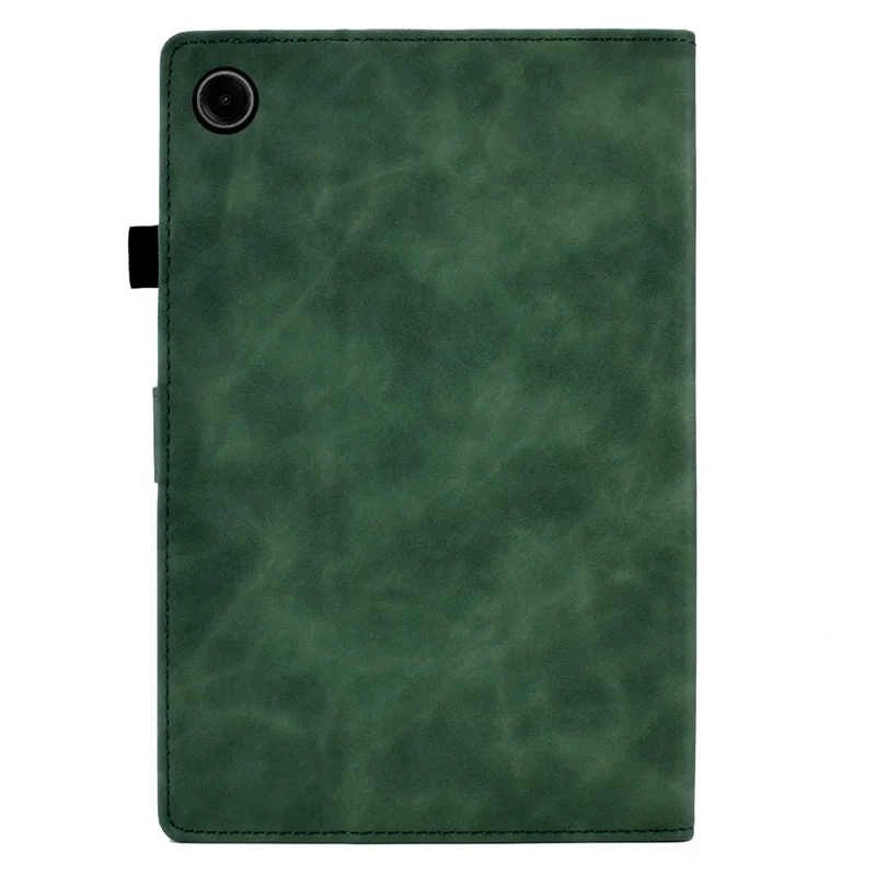 Pour Samsung Galaxy Tab A9 Sourire Imprimé Étui en Cuir Microfibre Support pour Carte Étui Intelligent pour Tablette - Vert