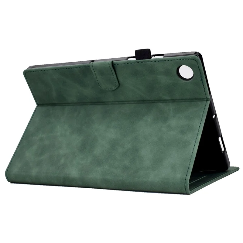 For Samsung Galaxy Tab A11 / A9 Microfiber Leather Case Iron Tower Imprinted Smart Tablet Cover - Green