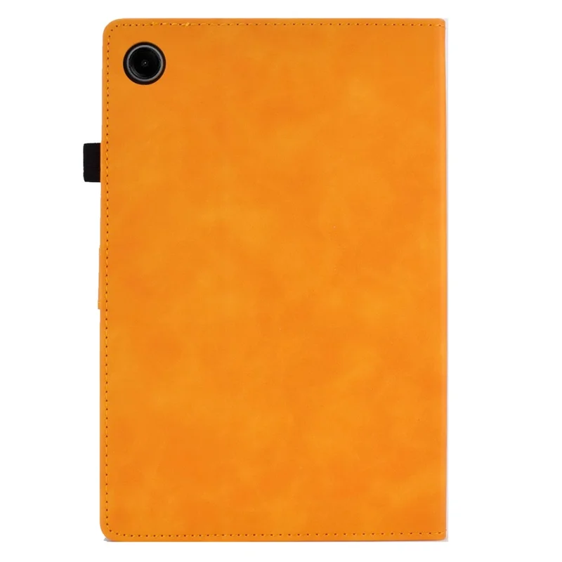 For Samsung Galaxy Tab A9 Microfiber Leather Case Iron Tower Imprinted Smart Tablet Cover - Khaki