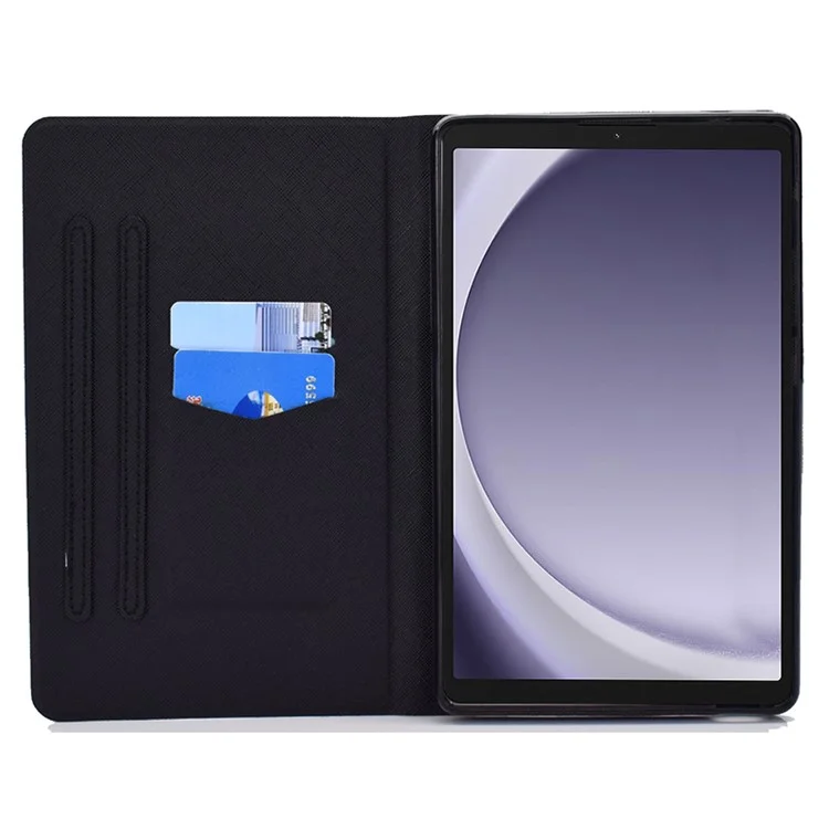 For Samsung Galaxy Tab A9+ PU Leather Stand Cover Pattern Printing Tablet Case with Auto Sleep / Wake - Sand