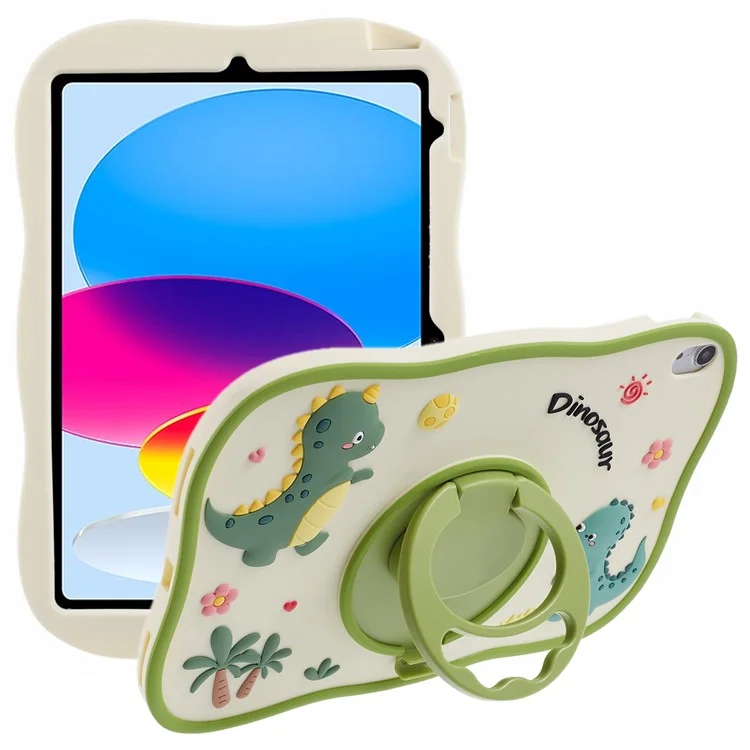 Для Ipad 10.9 (2022) Case Cartoon Dinosaur 360 Градусов Вращения Kickstand PC+Silicone Tablet Cover
