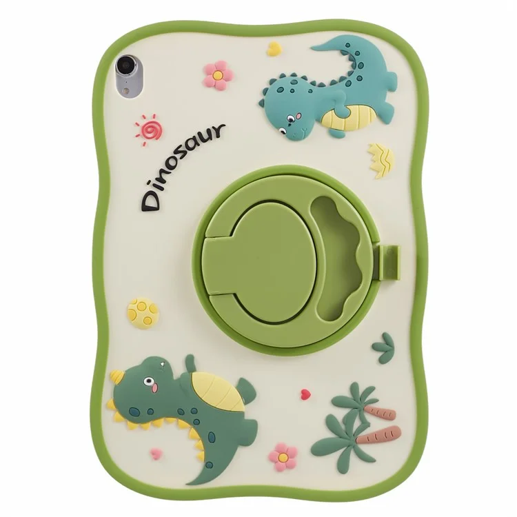 Для Ipad 10.9 (2022) Case Cartoon Dinosaur 360 Градусов Вращения Kickstand PC+Silicone Tablet Cover