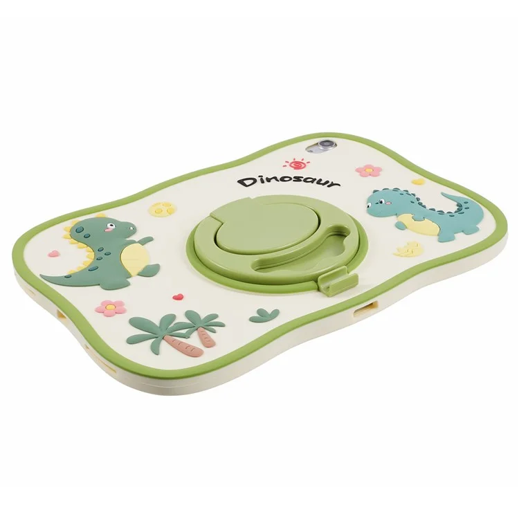Для Ipad 10.9 (2022) Case Cartoon Dinosaur 360 Градусов Вращения Kickstand PC+Silicone Tablet Cover