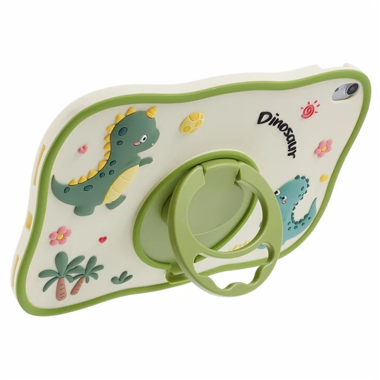 Для Ipad 10.9 (2022) Case Cartoon Dinosaur 360 Градусов Вращения Kickstand PC+Silicone Tablet Cover