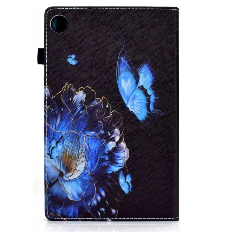 For Samsung Galaxy Tab A9+ PU Leather Stand Cover Elastic Band Pattern Printing Tablet Case - Flower