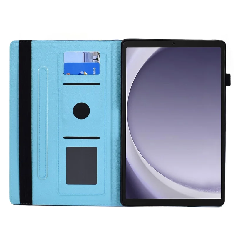 For Samsung Galaxy Tab A9+ PU Leather Stand Cover Elastic Band Pattern Printing Tablet Case - Flower