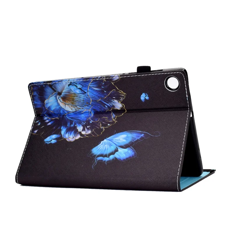 For Samsung Galaxy Tab A9+ PU Leather Stand Cover Elastic Band Pattern Printing Tablet Case - Flower