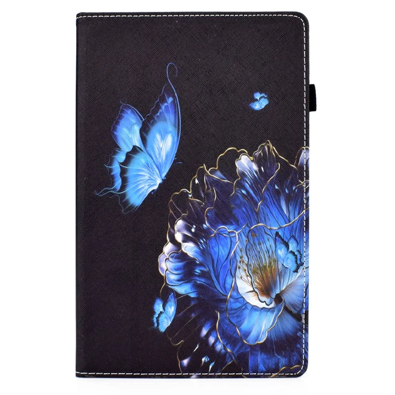 For Samsung Galaxy Tab A9+ PU Leather Stand Cover Elastic Band Pattern Printing Tablet Case - Flower