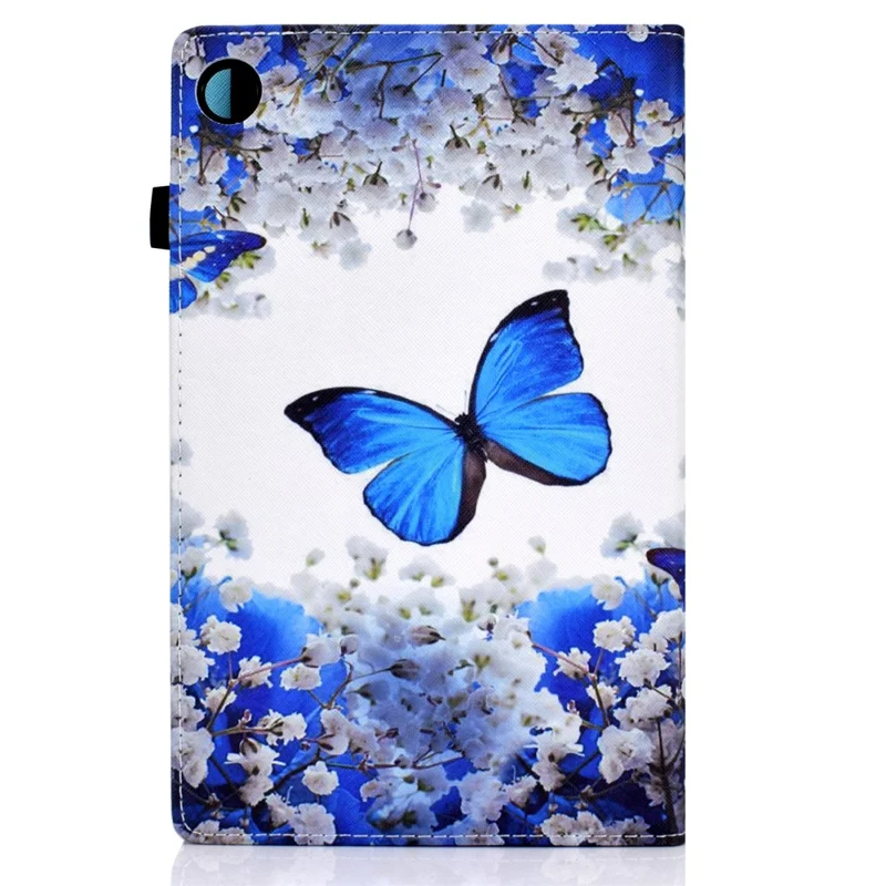 For Samsung Galaxy Tab A11+ / A9+ PU Leather Stand Cover Elastic Band Pattern Printing Tablet Case - Blossom and Butterfly
