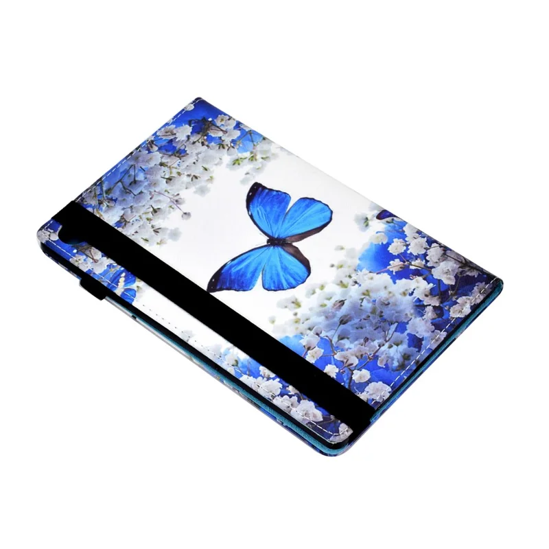 For Samsung Galaxy Tab A11+ / A9+ PU Leather Stand Cover Elastic Band Pattern Printing Tablet Case - Blossom and Butterfly