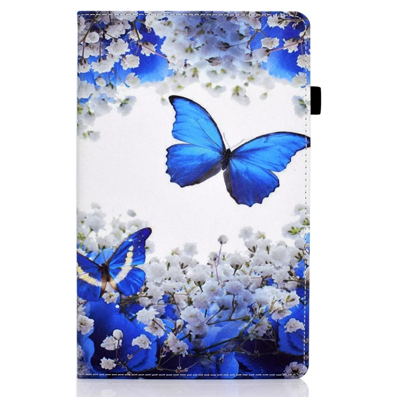 For Samsung Galaxy Tab A11+ / A9+ PU Leather Stand Cover Elastic Band Pattern Printing Tablet Case - Blossom and Butterfly