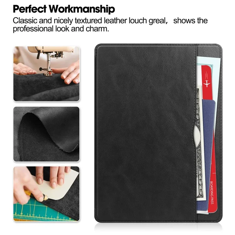 For Samsung Galaxy Tab A9+ Case Shockproof Card Slot PU Tablet Cover with Stand - Black