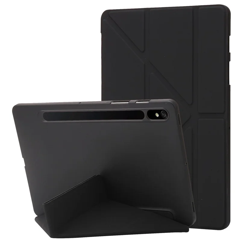 For Samsung Galaxy Tab S9 Case Auto Wake / Sleep Silicone+PU Tablet Cover - Black