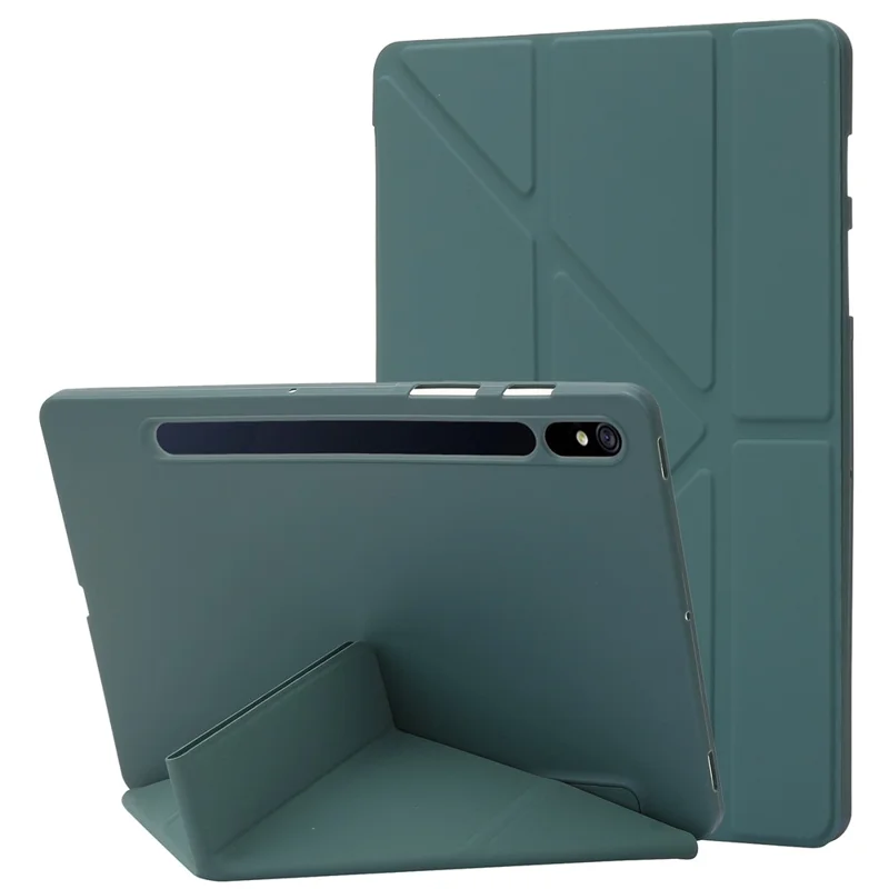 For Samsung Galaxy Tab S9 Case Auto Wake / Sleep Silicone+PU Tablet Cover - Midnight Green
