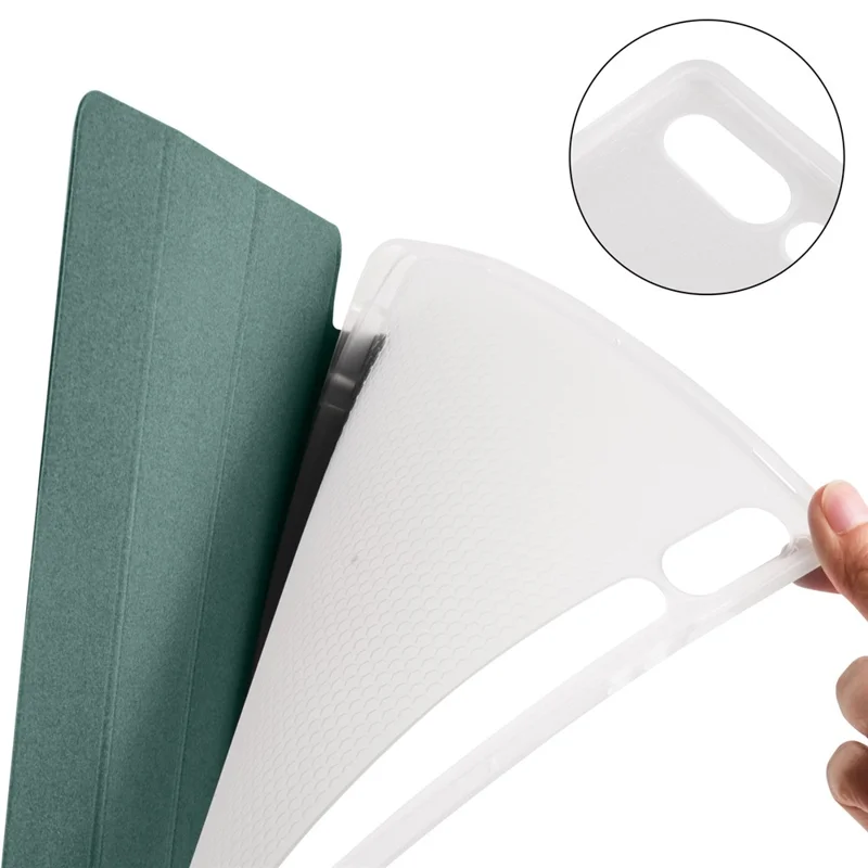 For Samsung Galaxy Tab S9+ Case Tri-Fold Stand Shockproof Tablet Cover with Pen Slot - Midnight Green