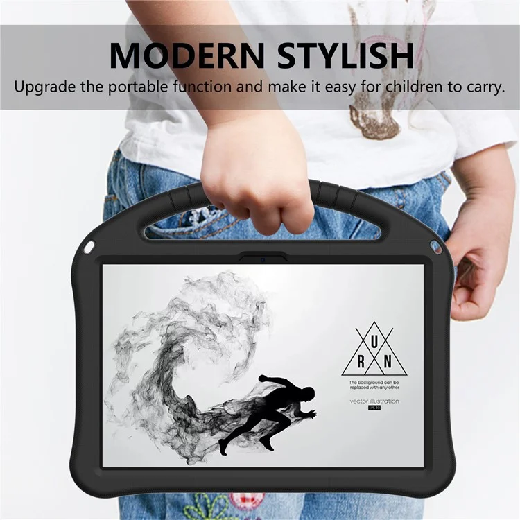 For Xiaomi Redmi Pad SE / Lenovo Tab M10 5G / TCL Tab 11 WiFi Case Handle Kickstand EVA Tablet Cover - Black