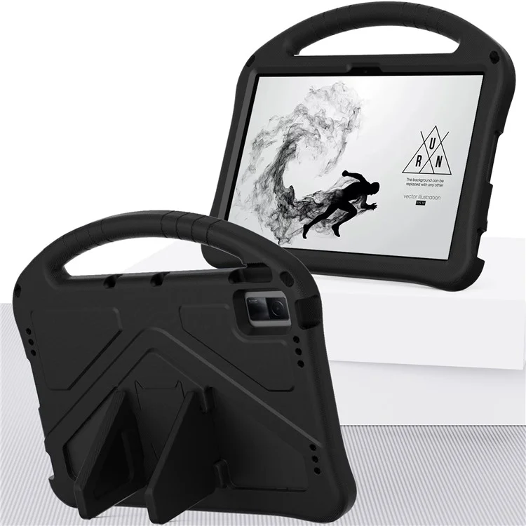 For Xiaomi Redmi Pad SE / Lenovo Tab M10 5G / TCL Tab 11 WiFi Case Handle Kickstand EVA Tablet Cover - Black