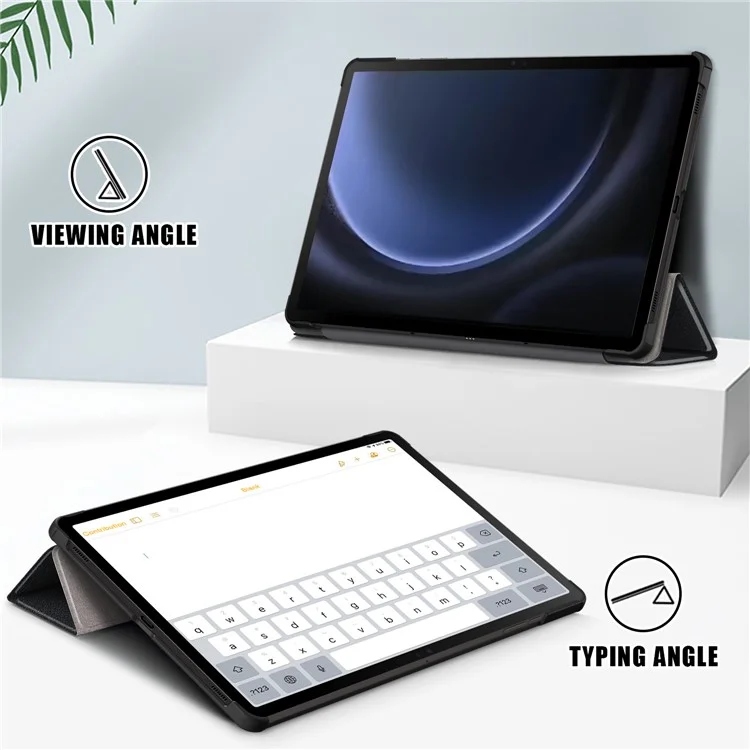 Für Samsung Galaxy Tab S9 FE sm-x510 sm-x516 Lederetui Dreifachfaltständer Tablet-Hülle - Schwarz