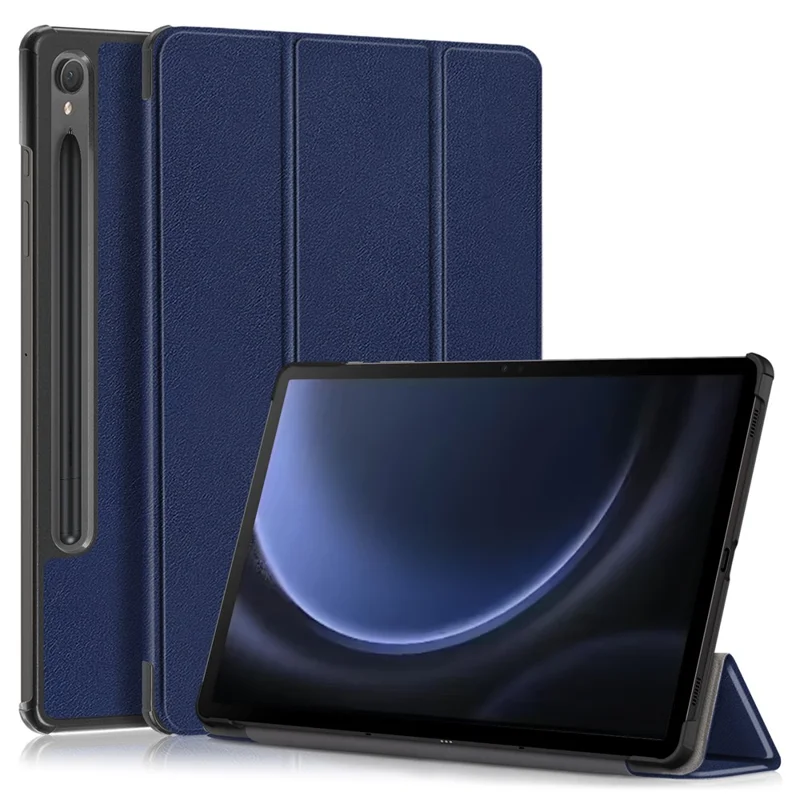 Für Samsung Galaxy Tab S9 FE sm-x510 sm-x516 Lederhülle Trifold-Ständer Tablet-Hülle - Dunkelblau