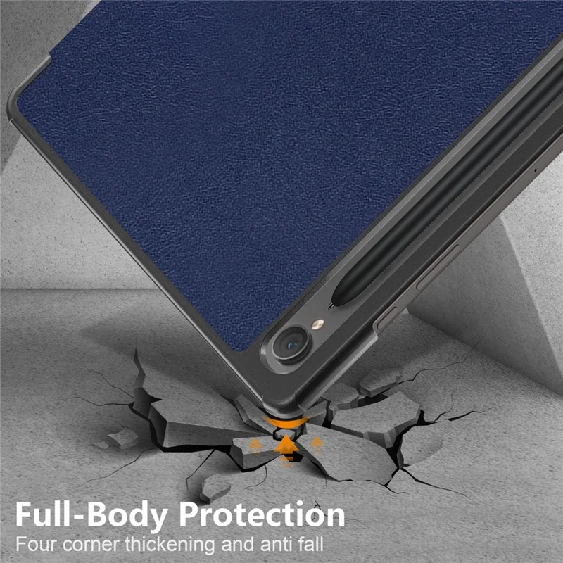 Für Samsung Galaxy Tab S9 FE sm-x510 sm-x516 Lederhülle Trifold-Ständer Tablet-Hülle - Dunkelblau