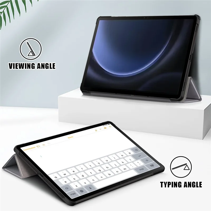 Для Samsung Galaxy Tab S9 FE sm-x510 sm-x516 Кожаный чехол с трехслойной подставкой Чехол для планшета - Серый