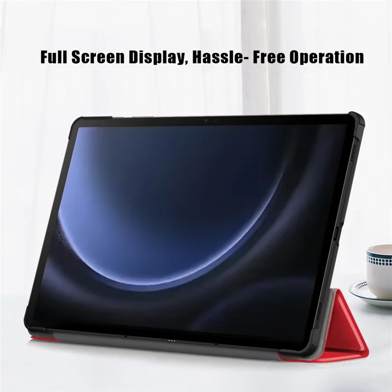 Para Samsung Galaxy Tab S9 FE sm-x510 sm-x516 Capa de Couro Dobrável Tripla Tela Tablet Cover - Vermelho
