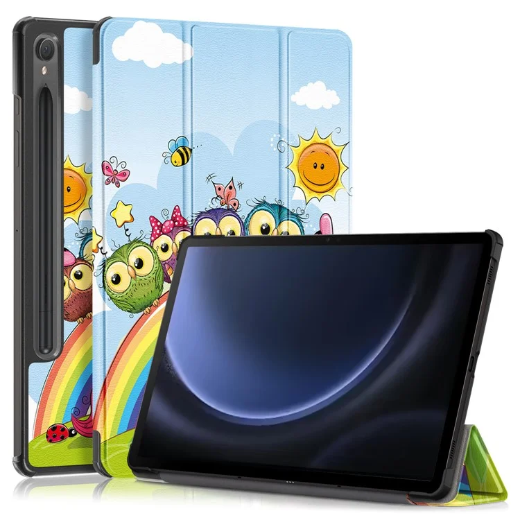 For Samsung Galaxy Tab S9 FE sm-x510 sm-x516 Case Tri-fold Stand Pattern Printing Tablet Cover - Horse