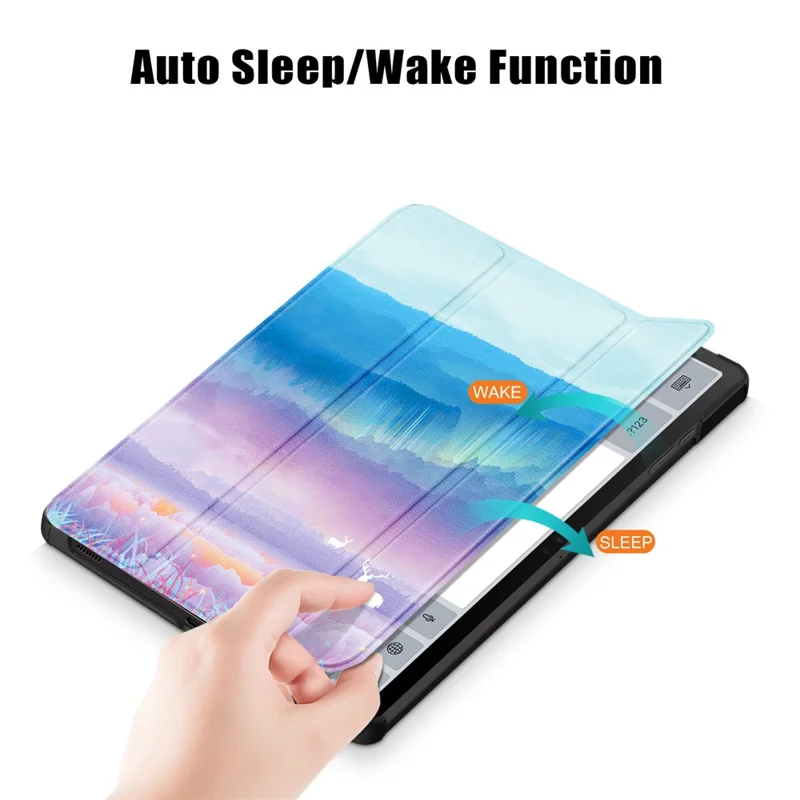 Per Samsung Galaxy Tab S9 FE sm-x510 sm-x516 Case Tri-fold Stand Pattern Printing Tablet Cover - Fantasy Deer