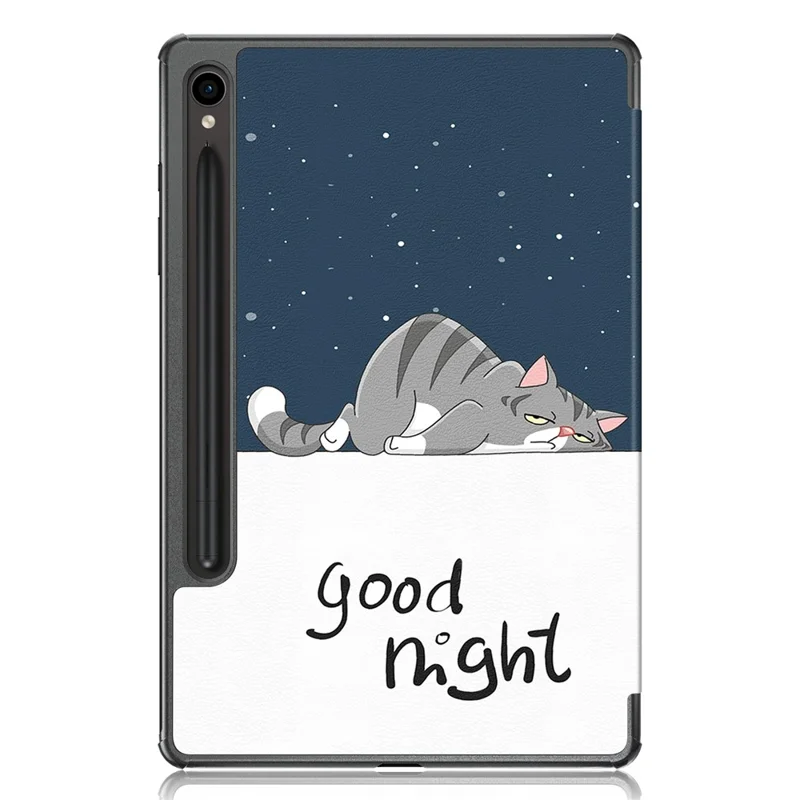 For Samsung Galaxy Tab S9 FE sm-x510 sm-x516 Case Tri-fold Stand Pattern Printing Tablet Cover - Cat