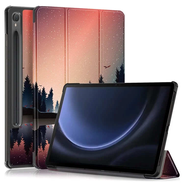 For Samsung Galaxy Tab S9 FE sm-x510 sm-x516 Case Tri-fold Stand Pattern Printing Tablet Cover - Nightfall