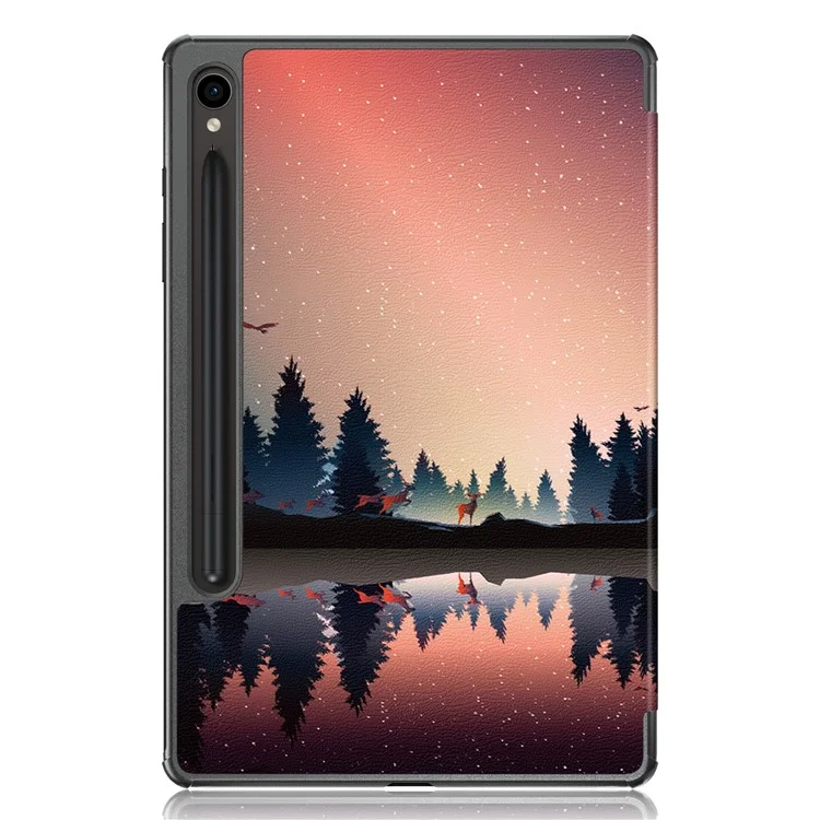 For Samsung Galaxy Tab S9 FE sm-x510 sm-x516 Case Tri-fold Stand Pattern Printing Tablet Cover - Nightfall