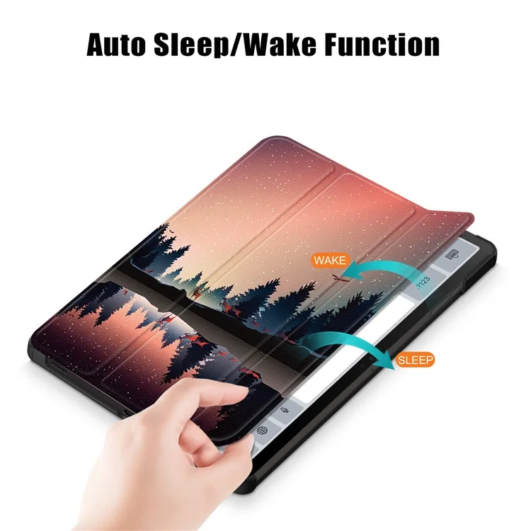 For Samsung Galaxy Tab S9 FE sm-x510 sm-x516 Case Tri-fold Stand Pattern Printing Tablet Cover - Nightfall
