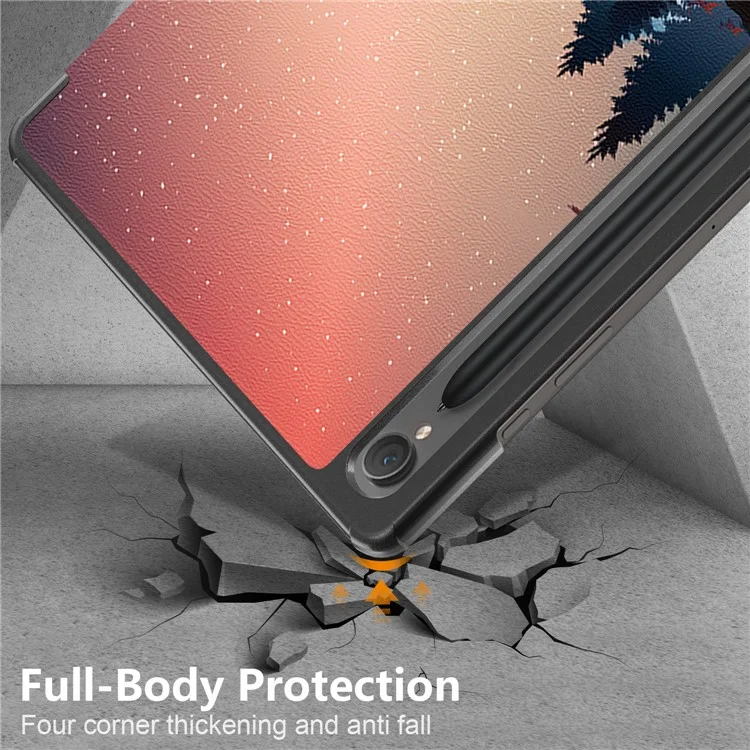 For Samsung Galaxy Tab S9 FE sm-x510 sm-x516 Case Tri-fold Stand Pattern Printing Tablet Cover - Nightfall