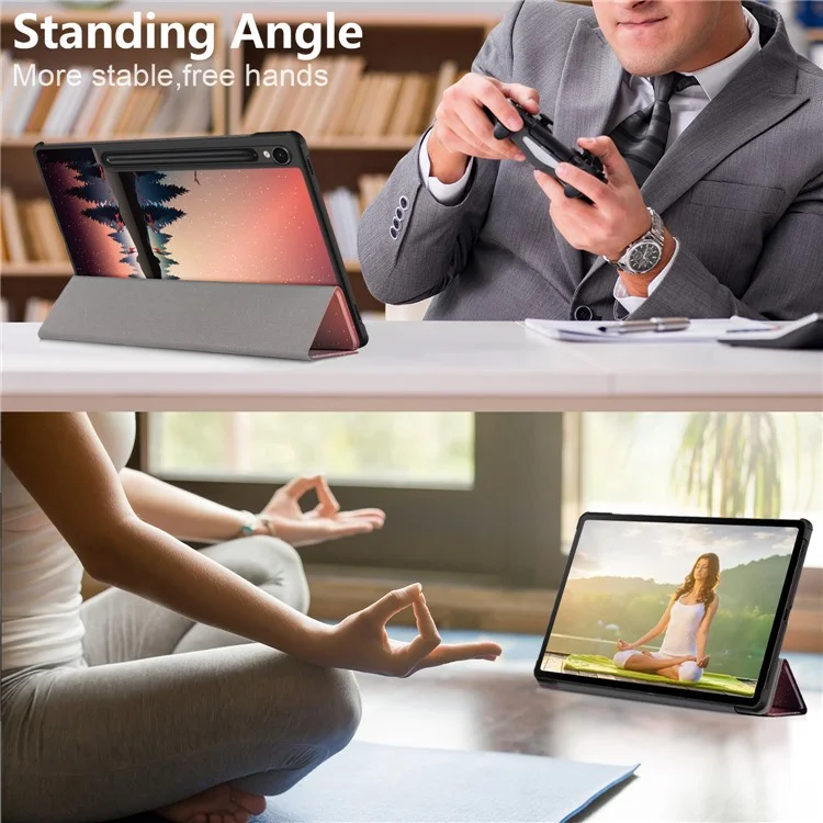 For Samsung Galaxy Tab S9 FE sm-x510 sm-x516 Case Tri-fold Stand Pattern Printing Tablet Cover - Nightfall