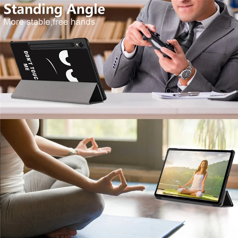 For Samsung Galaxy Tab S9 FE sm-x510 sm-x516 Case Tri-fold Stand Pattern Printing Tablet Cover - Don't Touch Me