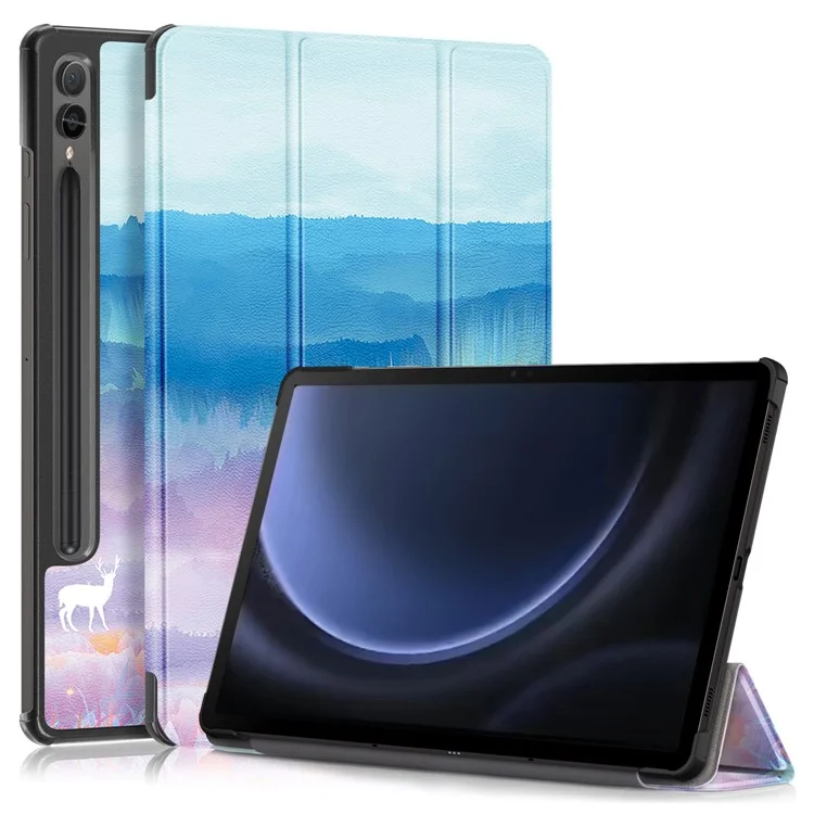 Para Samsung Galaxy Tab S9 FE+ SM-x610 / SM-616 Capa Tri-fold Stand Capa de Couro Tablet - Fantasy Deer