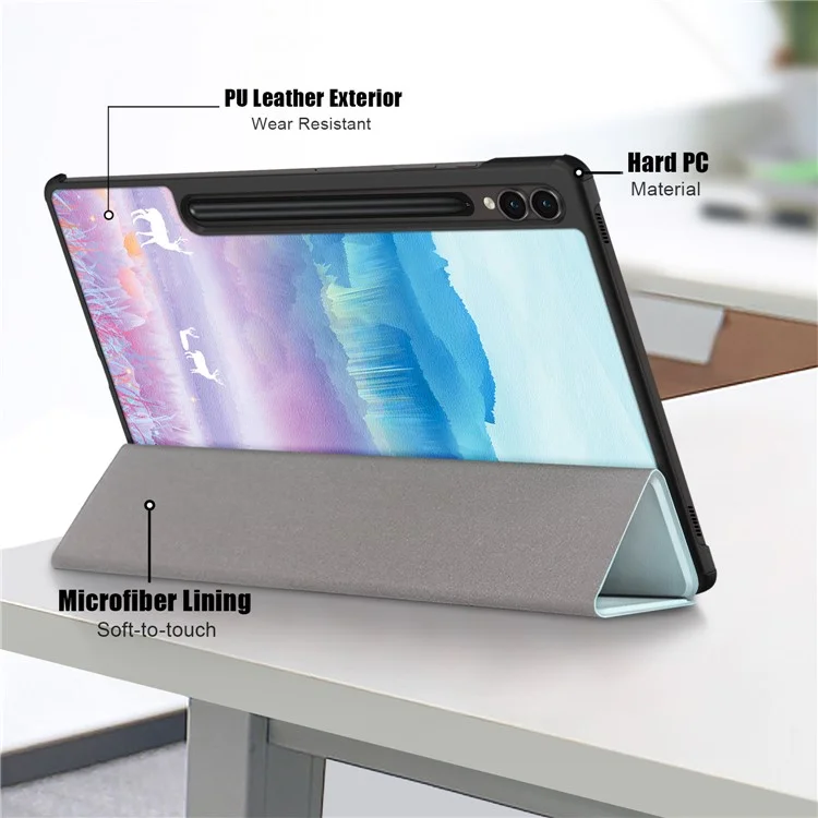 Para Samsung Galaxy Tab S9 FE+ SM-x610 / SM-616 Capa Tri-fold Stand Capa de Couro Tablet - Fantasy Deer