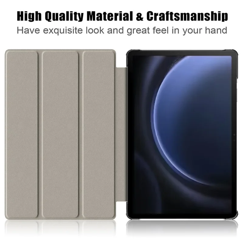 For Samsung Galaxy Tab S9 FE+ SM-x610 / SM-616 Case Tri-fold Stand Leather Tablet Cover - Wave