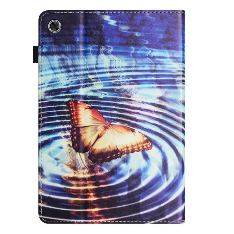 For Samsung Galaxy Tab A9+ Stand Protective Cover PU Leather Pattern Printing Tablet Case - Wave Butterfly