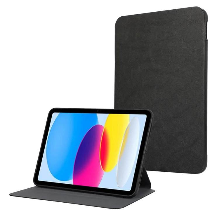Para iPad 10.9 (2022) Case Stand Folio PU Leather Tablet Cover com Auto Sleep / Wake - Preto