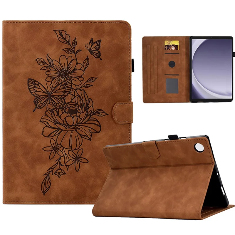 Per Samsung Galaxy Tab A9+ Cover in Pelle PU Custodia Tablet con Supporto per Schede - Marrone