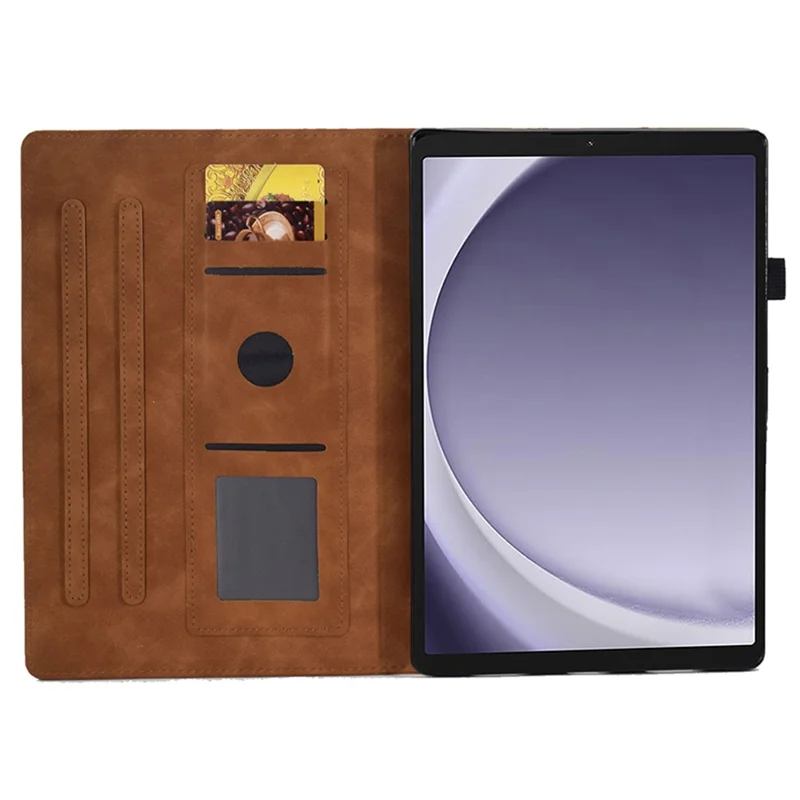 Per Samsung Galaxy Tab A9+ Cover in Pelle PU Custodia Tablet con Supporto per Schede - Marrone