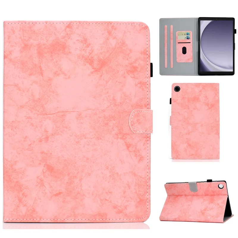For Samsung Galaxy Tab A9 Leather Case Cloth Texture Card Holder Tablet Cover - Pink