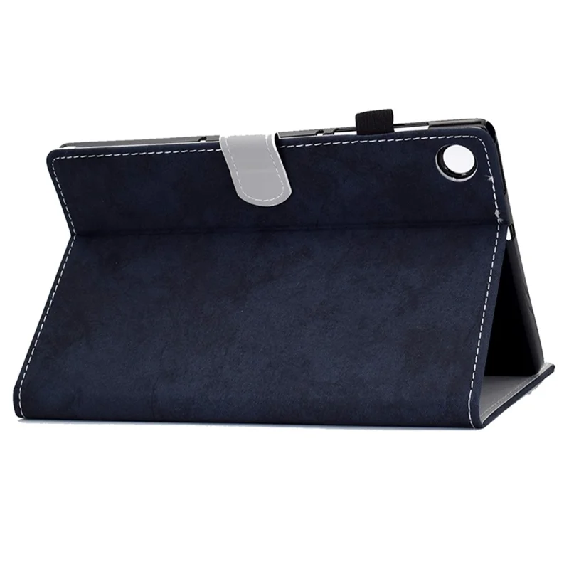 Capa de Couro para Samsung Galaxy Tab A9 com Textura de Tecido e Suporte para Cartões - Preto
