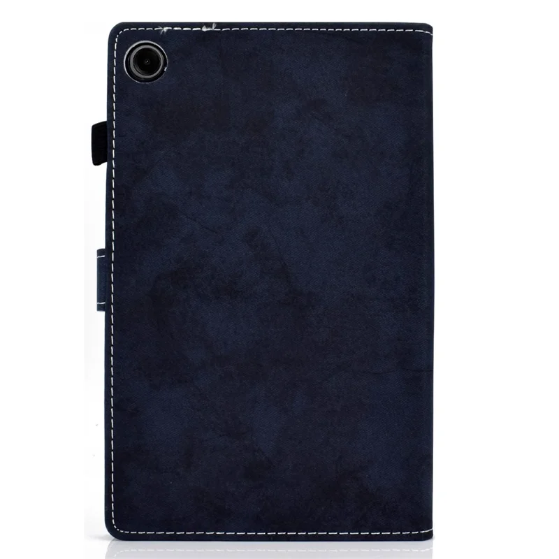 Capa de Couro para Samsung Galaxy Tab A9 com Textura de Tecido e Suporte para Cartões - Preto